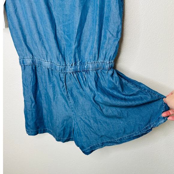 NWT W118 Vivian Scoop Neck, Sleeveless, Half Button drawstring waist Romper L - Picture 6 of 11